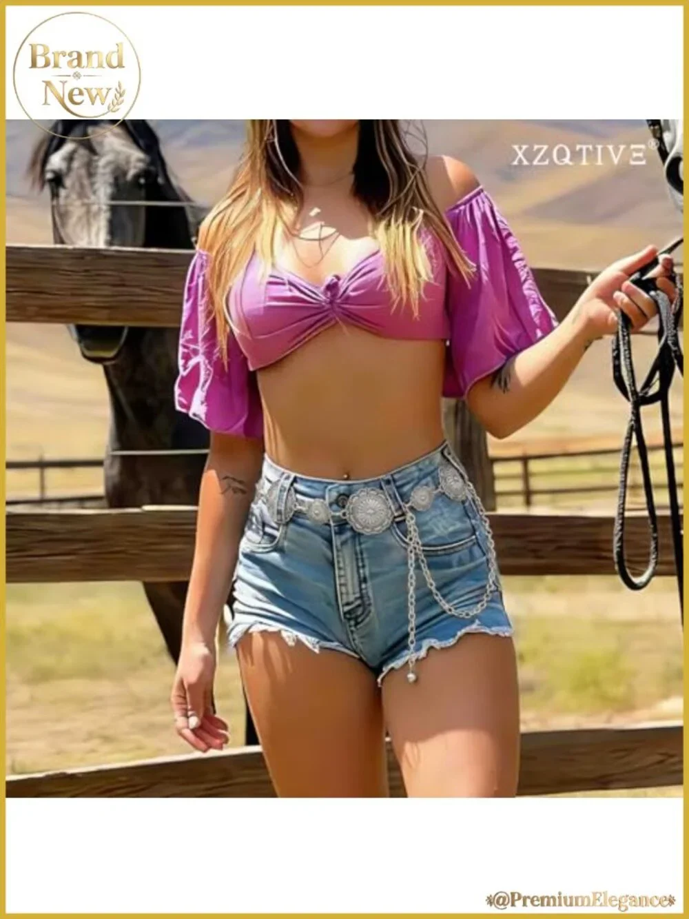 Western Concho Chain Belt Adjustable Metal Waist Belt for Dresses Jeans